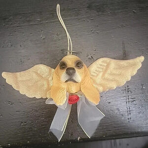 Vtg Cocker Spaniel Dog Ornament Angel Wings Halo Figurine Christmas